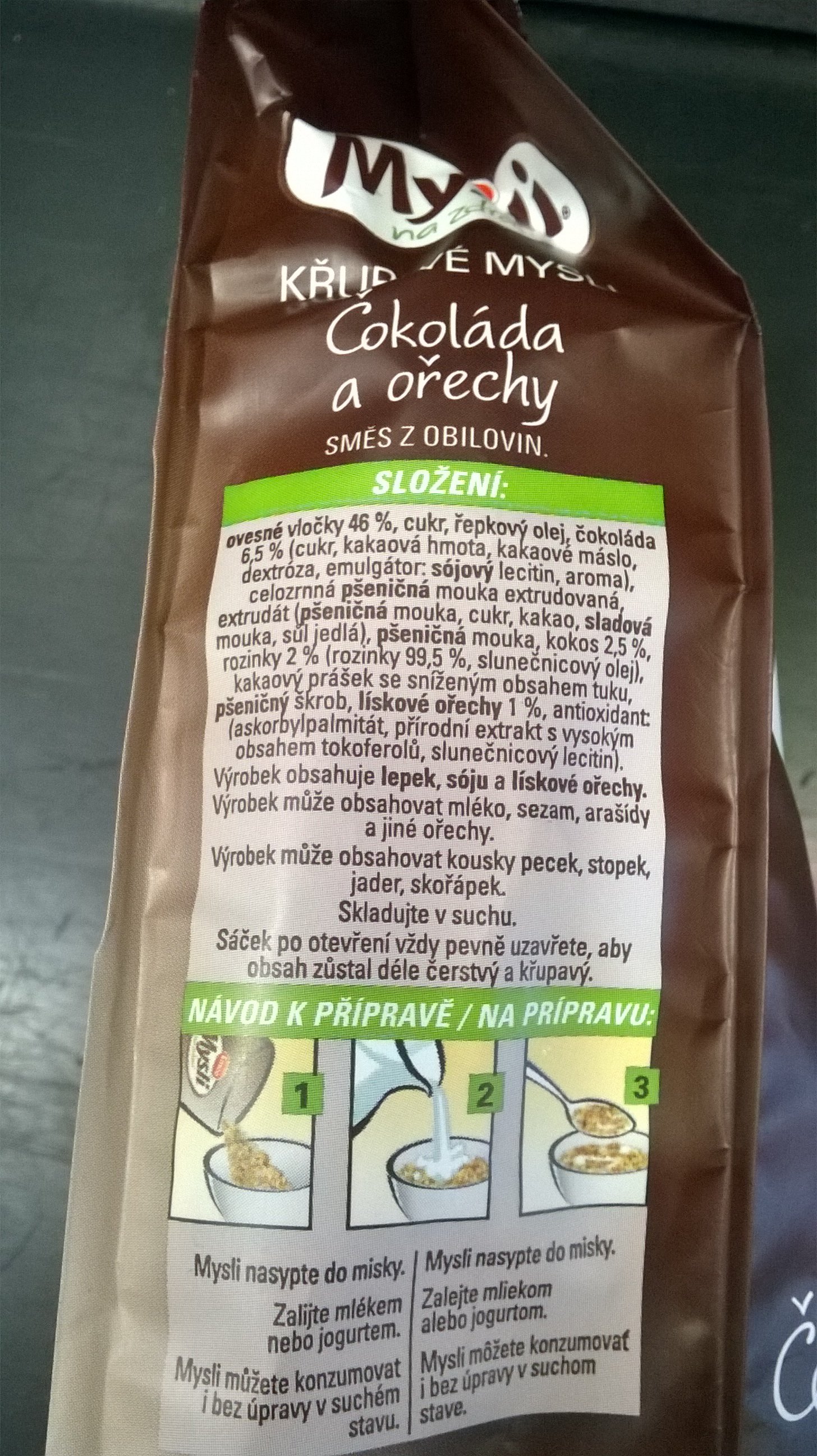 Podrobné informace o potravině Emco Mysli na zdraví Čokoláda a ořechy