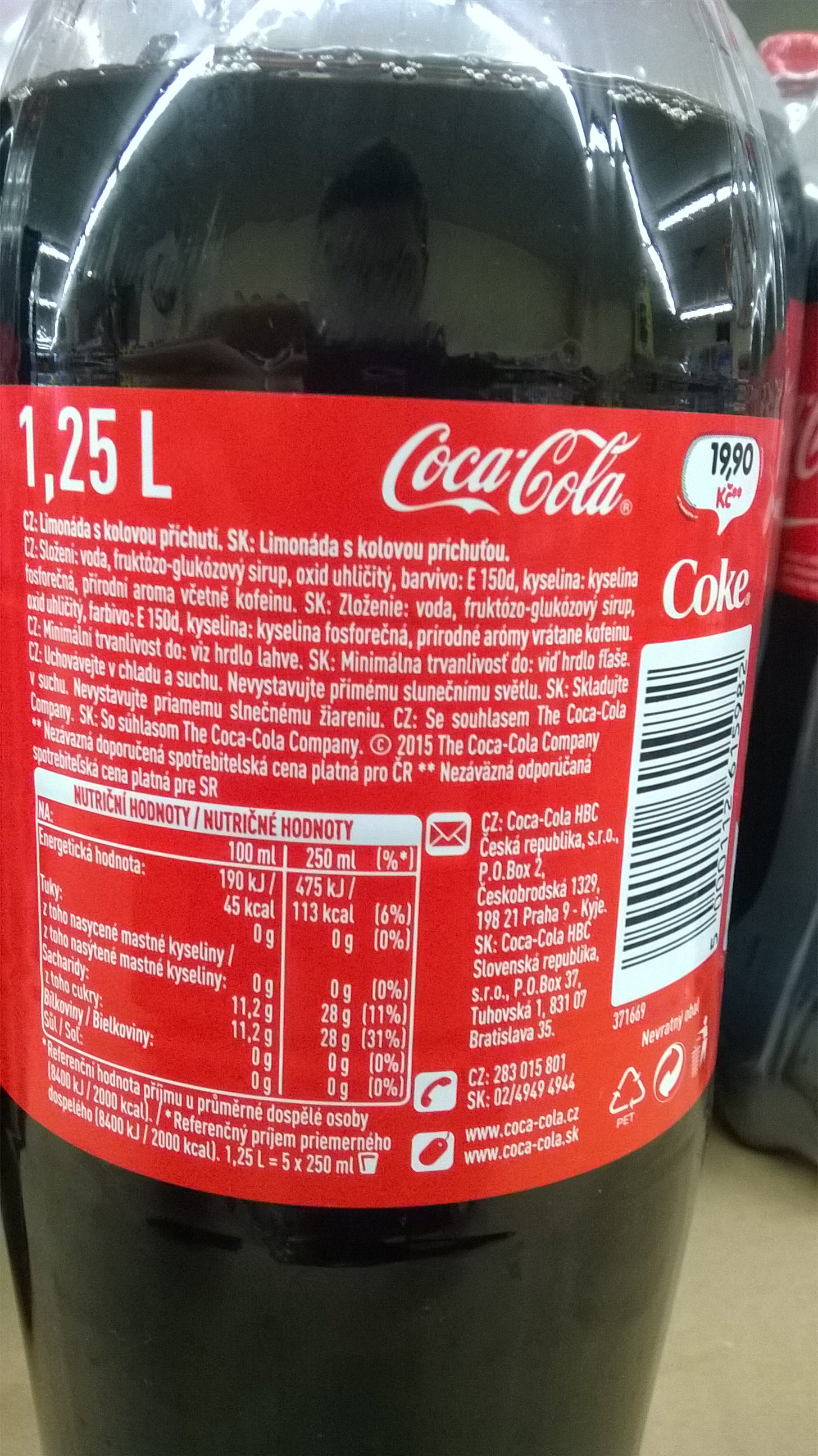 Podrobné informace o potravině Coca Cola 1,25 l