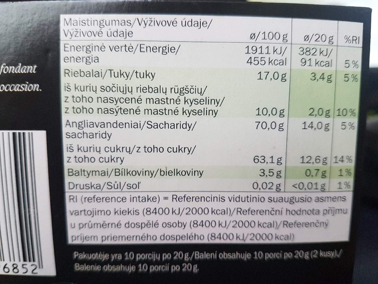 Podrobné informace o potravině Hatherwood mint čokoláda