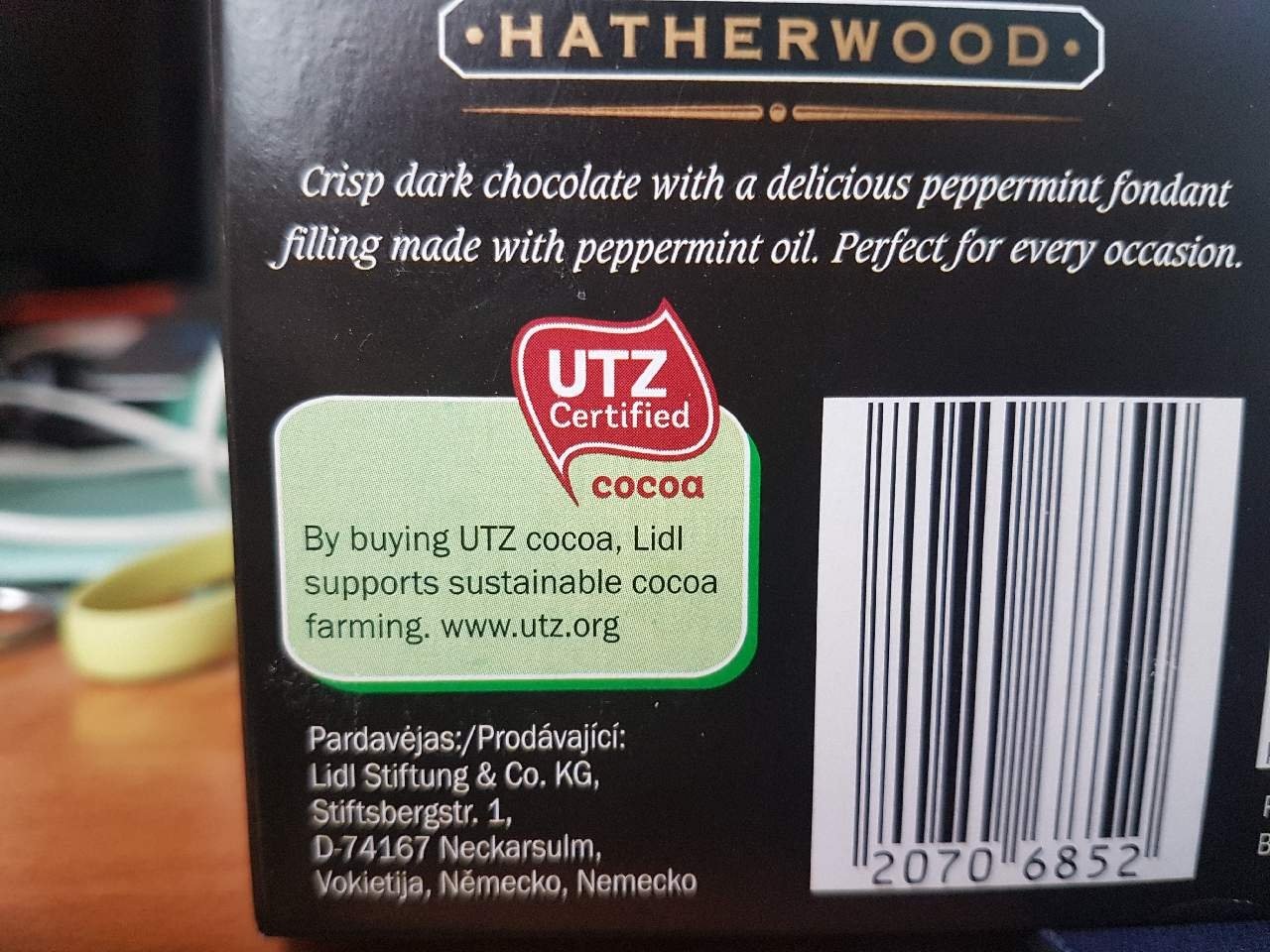 Podrobné informace o potravině Hatherwood mint čokoláda